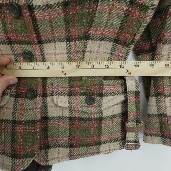 Express Blazer Sz 8 Beige Plaid Y2K Preppy Academia Equestrian English Country - Picture 6 of 13